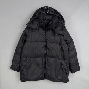 Gap Puffer Jacket Mens M Black Solid PrimaLoft P.U.R.E. Hooded Winter Gorpcore